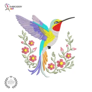 Floral Hummingbird Pes Machine Embroidery