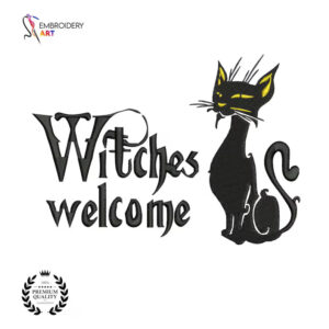 Witches Welcome Cat Embroidery