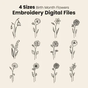 Birth Flower Embroidery Design