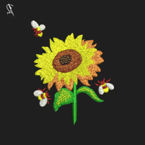 Sunflower With Bees Embroidery Design